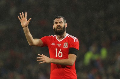 240316 - Vauxhall International Friendly - Wales v Northern Ireland -Joe Ledley of Wales
