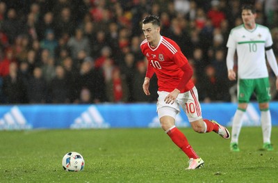 240316 - Vauxhall International Friendly - Wales v Northern Ireland -Tom Lawrence of Wales