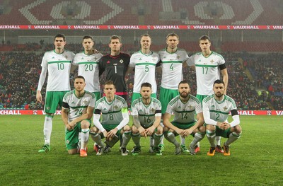 240316 - Vauxhall International Friendly - Wales v Northern Ireland -Players of Northern Ireland