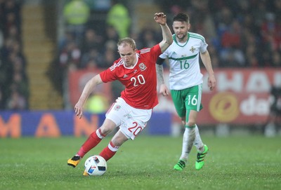 240316 - Wales v Northern Ireland, International Friendly - Jonathan Williams of Wales charges forward