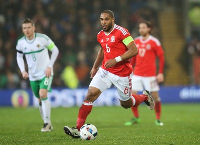 240316 - Wales v Northern Ireland, International Friendly - Ashley Williams of Wales presses forward