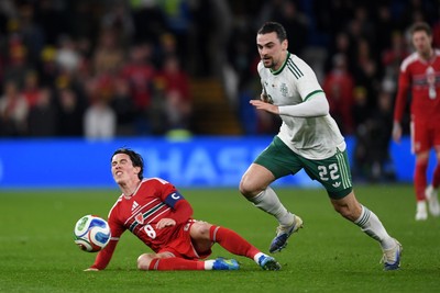 310326 - Wales v Northern Ireland - International Friendly - Harry Wilson of Wales is challenged by Ciaron Brown of Northern Ireland