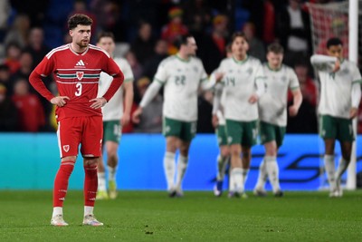 310326 - Wales v Northern Ireland - International Friendly - a dejected Neco Williams of Wales after Northern Ireland open the scoring 