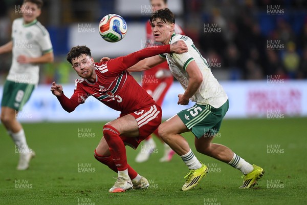 310326 - Wales v Northern Ireland - International Friendly - Neco Williams of Wales is challenged by Justin Devenny of Northern Ireland