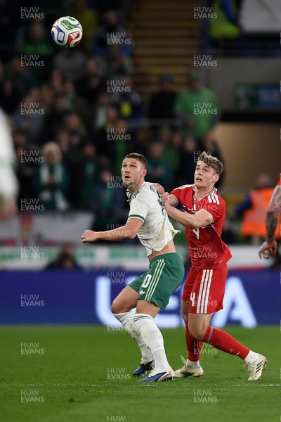 310326 - Wales v Northern Ireland - International Friendly - Dylan Lawlor of Wales is challenged by Brodie Spencer of Northern Ireland