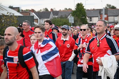 011026 - Wales v Norway - UEFA Nations League - Norway fans march their way into the ground