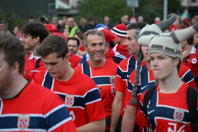 011026 - Wales v Norway - UEFA Nations League - Norway fans march their way into the ground