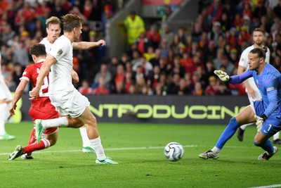 011026 - Wales v Norway - UEFA Nations League - Dan James of Wales scores a goal