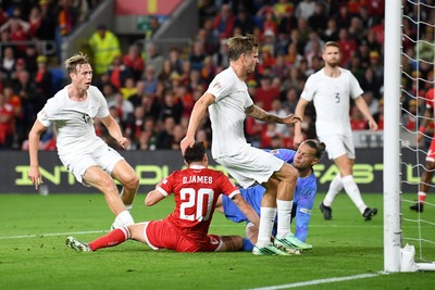 011026 - Wales v Norway - UEFA Nations League - Dan James of Wales scores a goal