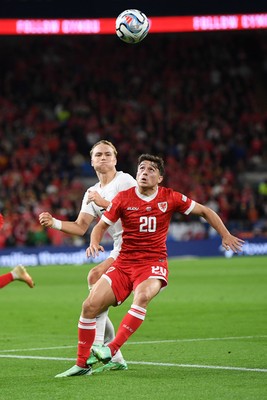 011026 - Wales v Norway - UEFA Nations League - Dan James of Wales is challenged by Andreas Schjelderup of Norway