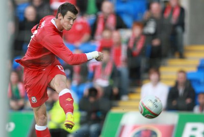 12.11.11 -  Wales v Norway, International Friendly -  Wales' Gareth Bale strikes to score goal 