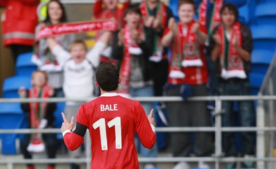 12.11.11 -  Wales v Norway, International Friendly -  Wales' Gareth Bale celebrates after scoring goal 