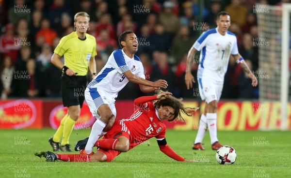 141117 - Wales v Panama - International Friendly - Gabriel Torres of Panama is tackled by Ethan Ampadu of Wales