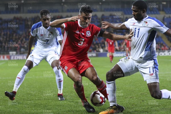 141117 - Wales v Panama, International Friendly match -Neil Taylor of Wales is challenged by Armando Cooper of Panama