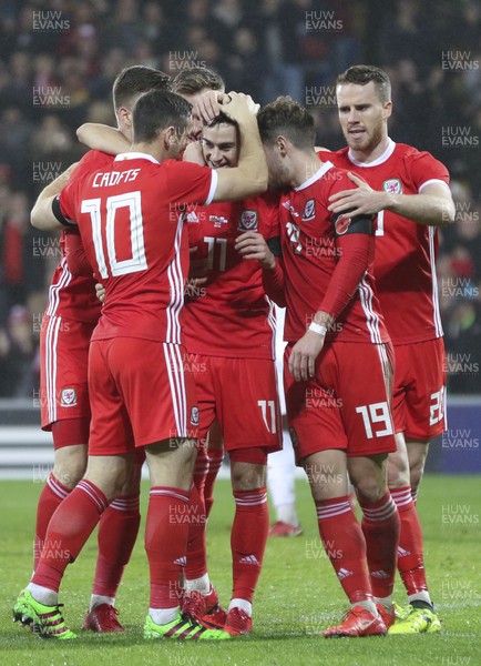 141117 - Wales v Panama, International Friendly match - Tom Lawrence of Wales celebrates after scoring goal