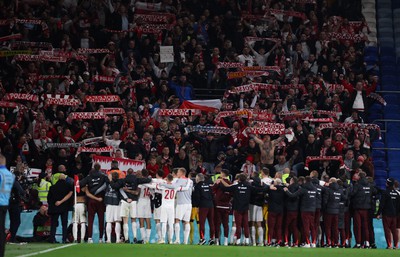 260324 - Wales v Poland, Euro 2024 qualifying Play-off Final - Poland celebrate after winning the penalty shootout