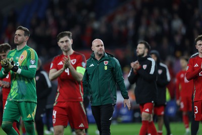 260324 - Wales v Poland, Euro 2024 qualifying Play-off Final - Wales manager Rob Page at the end of the match after Wales lose the penalty shootout