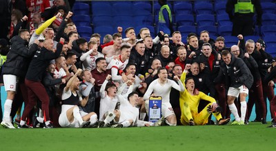 260324 - Wales v Poland, Euro 2024 qualifying Play-off Final - Poland celebrate after winning the penalty shootout