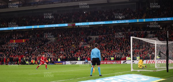260324 - Wales v Poland, Euro 2024 qualifying Play-off Final - Daniel James of Wales misses the penalty which handed Poland the win