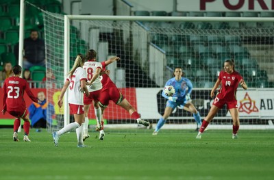 281025 - Wales v Poland, Women’s International Challenge Match - Nadia Krezyman of Poland shoots to score goal