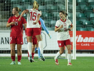 281025 - Wales v Poland, Women’s International Challenge Match - Nadia Krezyman of Poland celebrates after scoring goal