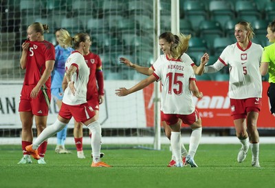 281025 - Wales v Poland, Women’s International Challenge Match - Nadia Krezyman of Poland celebrates after scoring goal