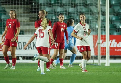 281025 - Wales v Poland, Women’s International Challenge Match - Nadia Krezyman of Poland celebrates after scoring goal