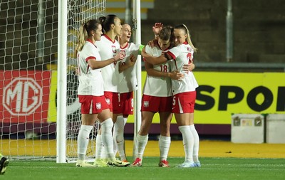281025 - Wales v Poland, Women’s International Challenge Match - Nadia Krezyman of Poland celebrates after scoring the third goal
