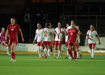 281025 - Wales v Poland, Women’s International Challenge Match - Poland celebrate their fourth goal
