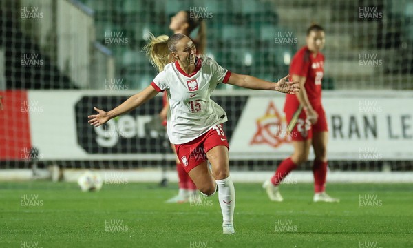 281025 - Wales v Poland, Women’s International Challenge Match - Milkena Kokosz of Poland celebrates after she scores Poland’s second goal