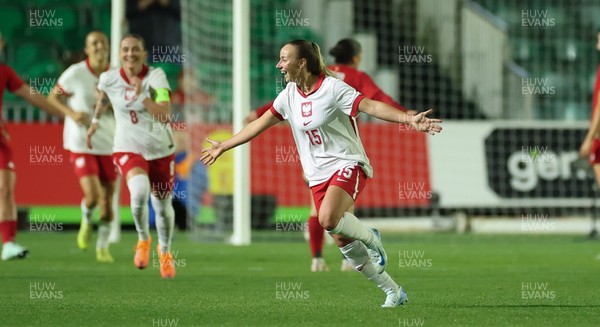 281025 - Wales v Poland, Women’s International Challenge Match - Milkena Kokosz of Poland celebrates after she scores Poland’s second goal