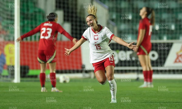 281025 - Wales v Poland, Women’s International Challenge Match - Milkena Kokosz of Poland celebrates after she scores Poland’s second goal