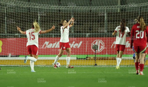 281025 - Wales v Poland, Women’s International Challenge Match - Nadia Krezyman of Poland celebrates after scoring the third goal