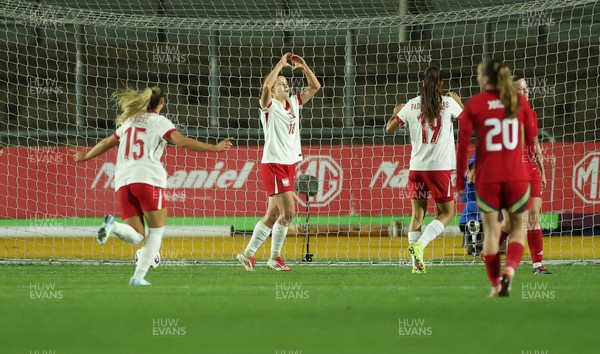 281025 - Wales v Poland, Women’s International Challenge Match - Nadia Krezyman of Poland celebrates after scoring the third goal