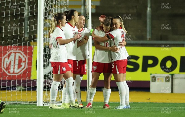 281025 - Wales v Poland, Women’s International Challenge Match - Nadia Krezyman of Poland celebrates after scoring the third goal