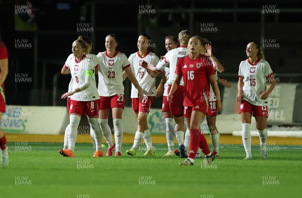 281025 - Wales v Poland, Women’s International Challenge Match - Poland celebrate their fourth goal