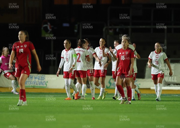 281025 - Wales v Poland, Women’s International Challenge Match - Poland celebrate their fourth goal