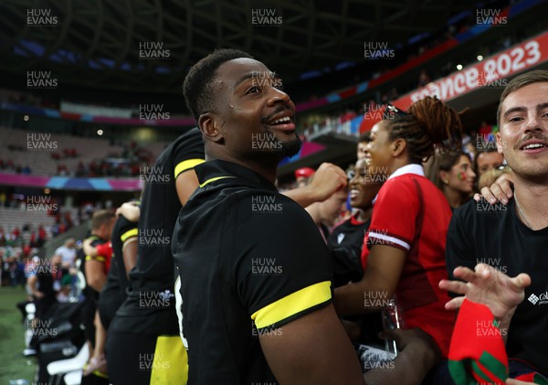 160923 - Wales v Portugal - Rugby World Cup France 2023 - Pool C - Christ Tshiunza of Wales at full time 