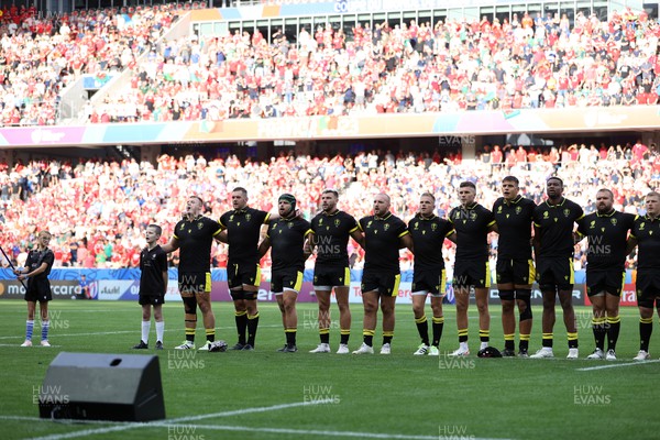 160923 - Wales v Portugal - Rugby World Cup France 2023 - Pool C - Wales sing the anthem