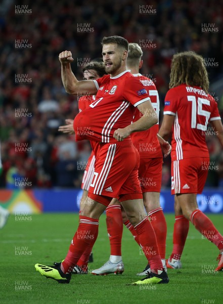 060918 - Wales v Republic of Ireland - UEFA Nations League - Aaron Ramsey of Wales celebrates scoring a goal