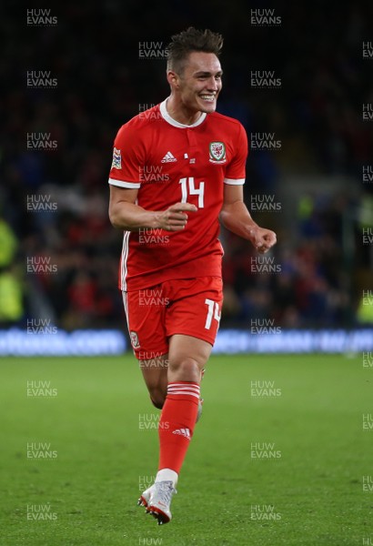 060918 - Wales v Republic of Ireland - UEFA Nations League - Connor Roberts of Wales celebrates scoring a goal