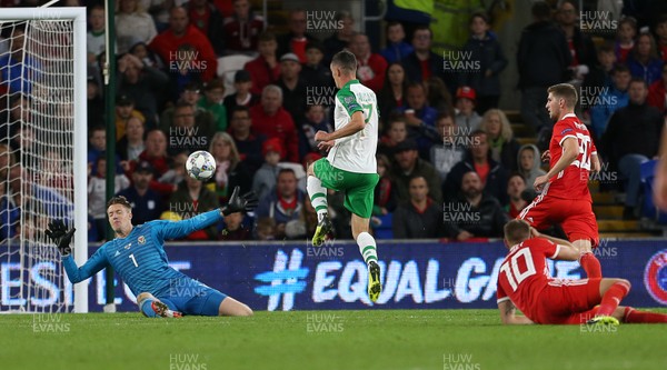 060918 - Wales v Republic of Ireland - UEFA Nations League - Shaun Williams of Republic of Ireland gets past Wayne Hennessy of Wales to score a goal