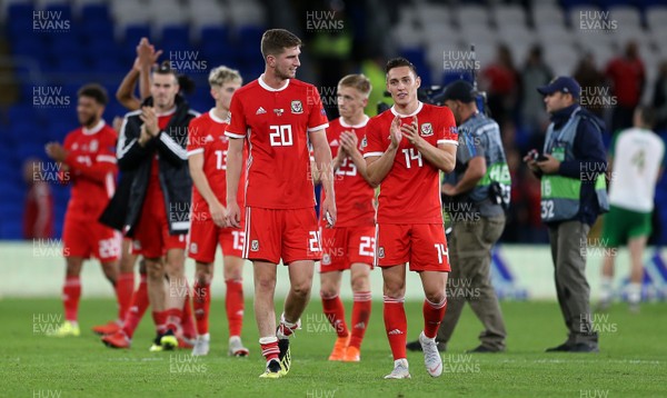 060918 - Wales v Republic of Ireland - UEFA Nations League - Chris Mepham and Connor Roberts of Wales at full time