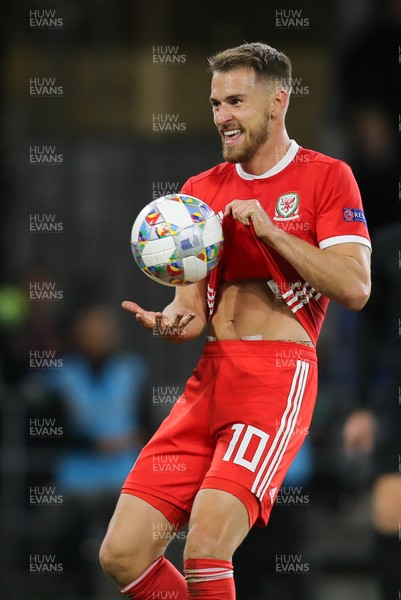 060918 - Wales v Republic of Ireland, UEFA Nations League - Aaron Ramsey of Wales celebrates after he scores Wales' third goal