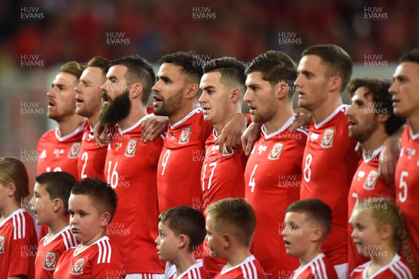 091017 - Wales v Republic of Ireland - FIFA World Cup Qualifier 2018 - Hal Robson-Kanu of Wales during the anthems