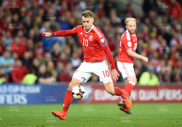 091017 - Wales v Republic of Ireland - FIFA World Cup Qualifier 2018 - Aaron Ramsey of Wales