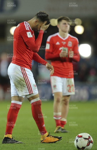 091017 - Wales v Republic of Ireland, FIFA World Cup 2018 Qualifier - Hal Robson-Kanu of Wales shows the disappointment at the end of the match as Wales fail to make the play-offs