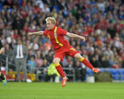 140813 - Wales v Republic of Ireland, International Friendly -   Jonathan Williams of Wales shoots at goal