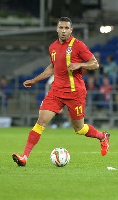 140813 - Wales v Republic of Ireland, International Friendly -  Hal Robson Kanu of Wales 