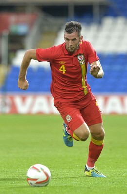 140813 - Wales v Republic of Ireland, International Friendly -  Joe Ledley of Wales 